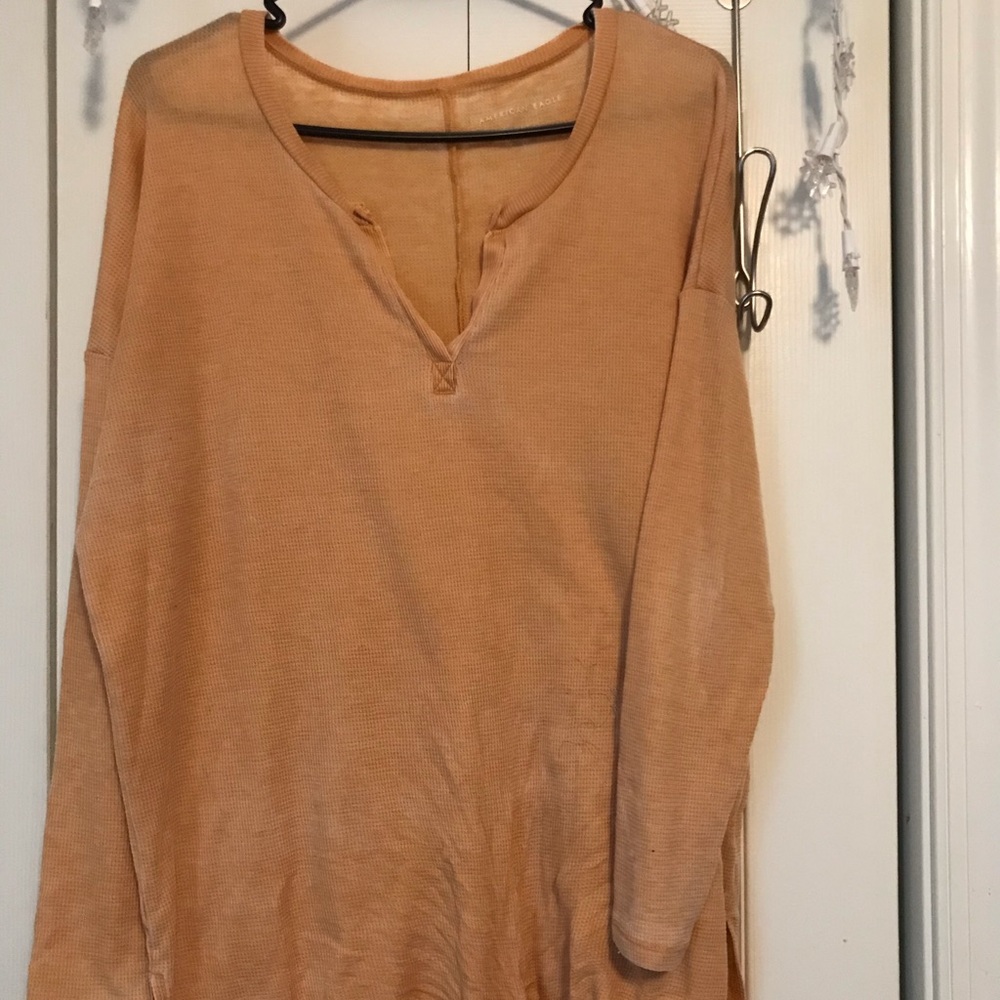 Yellow American Eagle Waffle Knit Long Sleeve